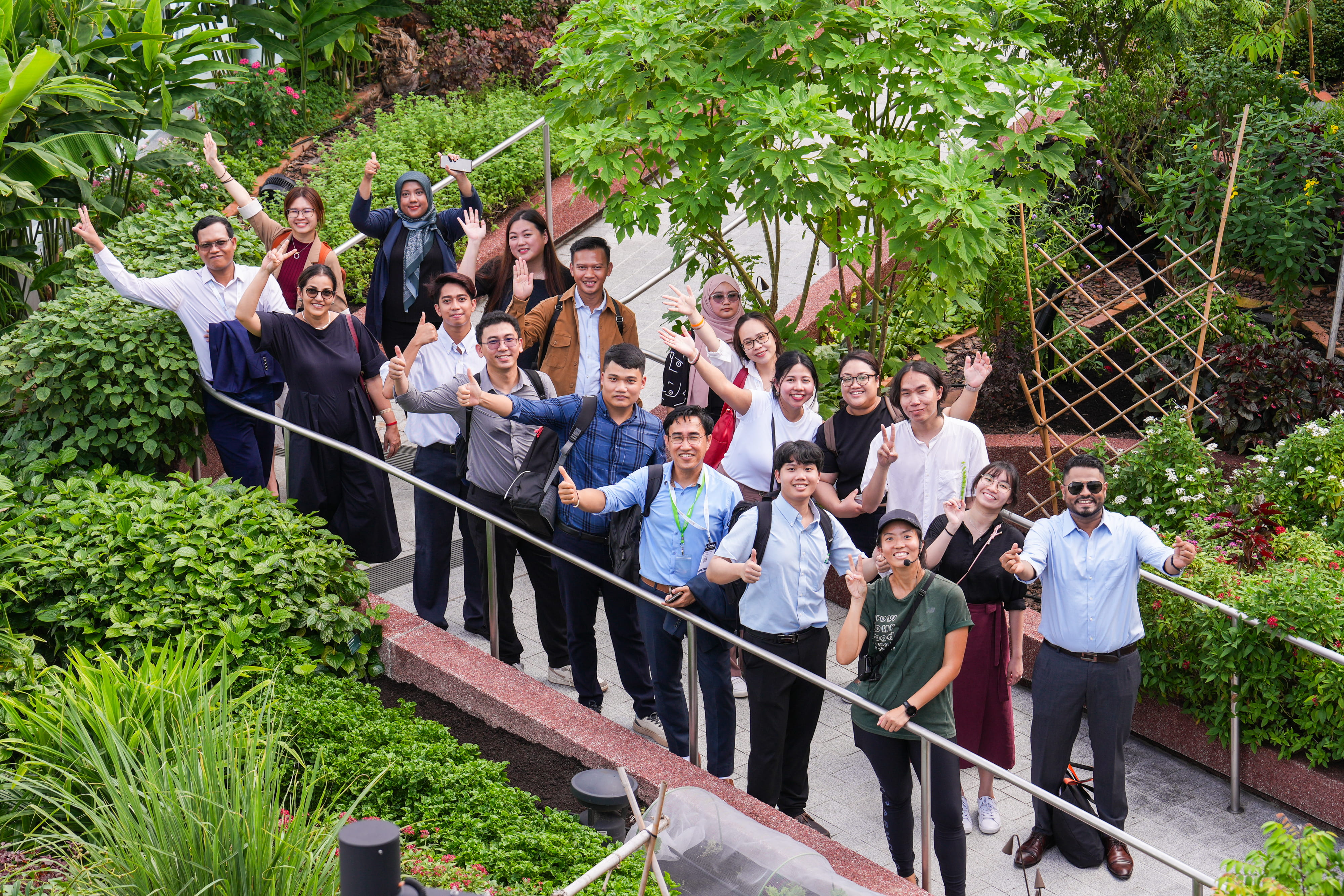 Group photo at the CapitaSpring rooftop garden